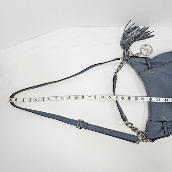 Michael Kors Megan Blue Leather Crossbody Bag with Chain Strap & Tassel Accent - Picture 12 of 12